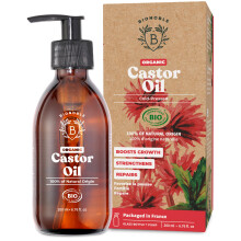 BIONOBLE Castor Oil Organic and Cold Pressed - Glass Bottle and Pump - Vegan and Hexane Free Organic Castor Oil - Hair Growth Oil, Lash Serum, Beard