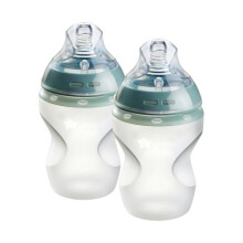 Tommee Tippee Baby Bottles, Natural Start Silicone Anti-Colic Baby Bottle with Slow Flow Breast-Like Teat, 260ml, 0+ Months, Self-Sterilising, Baby