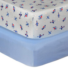 Cuddles & Cribs 2 Pack GOTS Certified Organic Cotton Fitted Crib Sheet ? Flight Blue
