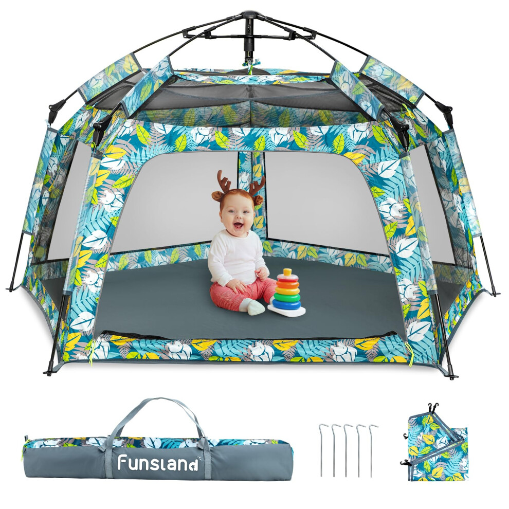 Funsland Kids Pop-Up Playpen Tents - Boys Girls Play Tent Playhouse Indoor & Outdoor, Automatic Tent For 3 4 5 6 Years