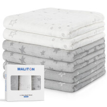 Maliton Muslin Cloths for Baby, 6 Pack 70x70CM Baby Muslins Pack for Newborn, Absorbent|Breathable Cotton Burp Cloths to Clean|Wipe,Muslin Squares