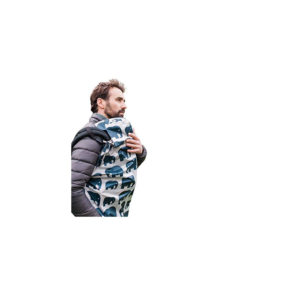 Bundlebean - Babywearing Lightweight Raincover (Grey Elephant) - Waterproof & Windproof Baby Carrier, Includes Storage Bag, Silky-Soft Waterproof