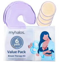 MyHalos Breast Cooling Gel Pads -Hot & Cold Breast Therapy Gel Pads - Breast Heat Pads with Nipple Pads Maternity Essential- Breast Ice Pack & Nipple