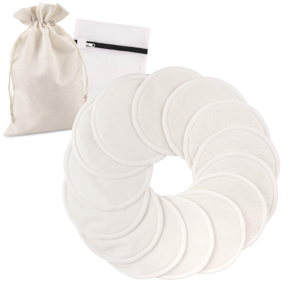 14 Pcs Washable Nursing Pads, Reusable Organic Bamboo Breast Pads With Laundry Bag And Storage Bag - Soft, Absorbent, Hypoallergenic, Eco Pads Phogary