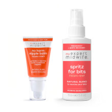 My Expert Midwife Bits and Nips - Birth Prep & Recovery Duo with Spritz for Bits Postnatal Relief Perineal Spray and No Harm Nipple Balm Nipple Cream