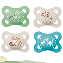 MAM SILICONE dummy 0-6 months, pack of 4 incl. 2 travel boxes