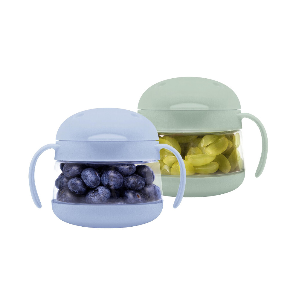 Tweat No Spill Snack Container For Kids, Bpa-Free Tritan, Toddler Snack Container, Sage & Blue Ubbi
