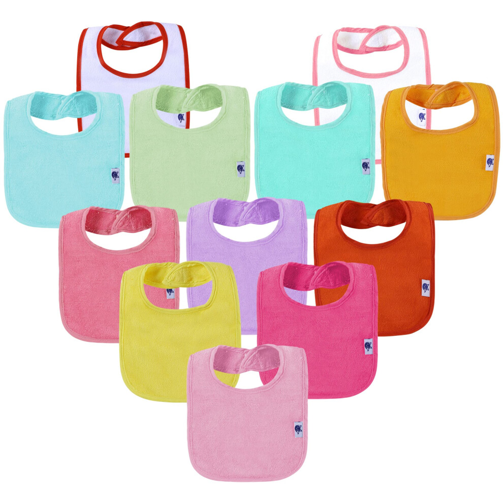 Supnfox 12 Pack Waterproof Dribble Bibs, Absorbent Cotton Baby Bibs For Feeding And Teething, Newborn Bibs For Baby Girls And Boys - Girl