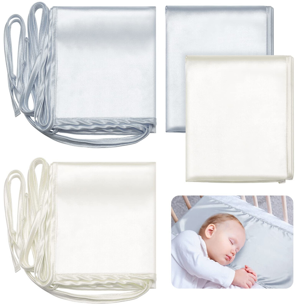 2 Pcs Satin Bassinet Sheets For Baby Bassinet, Soft Silk Feeling Bassinet Sheets For Rectangle Crib Mattress Newborn Boys Girls ( And Grey Hosuly