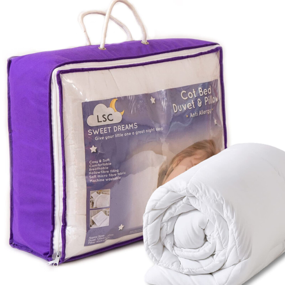 Lsc Baby Cot Bed Duvet 7.5 Tog Anti Allergy 2Pcs Baby Comfort Quilted Duvet & Pillow Hollowfiber Filling Set Toddler Cot Bed Duvet For Newborns Kids Lifestyle Comfort Ltd