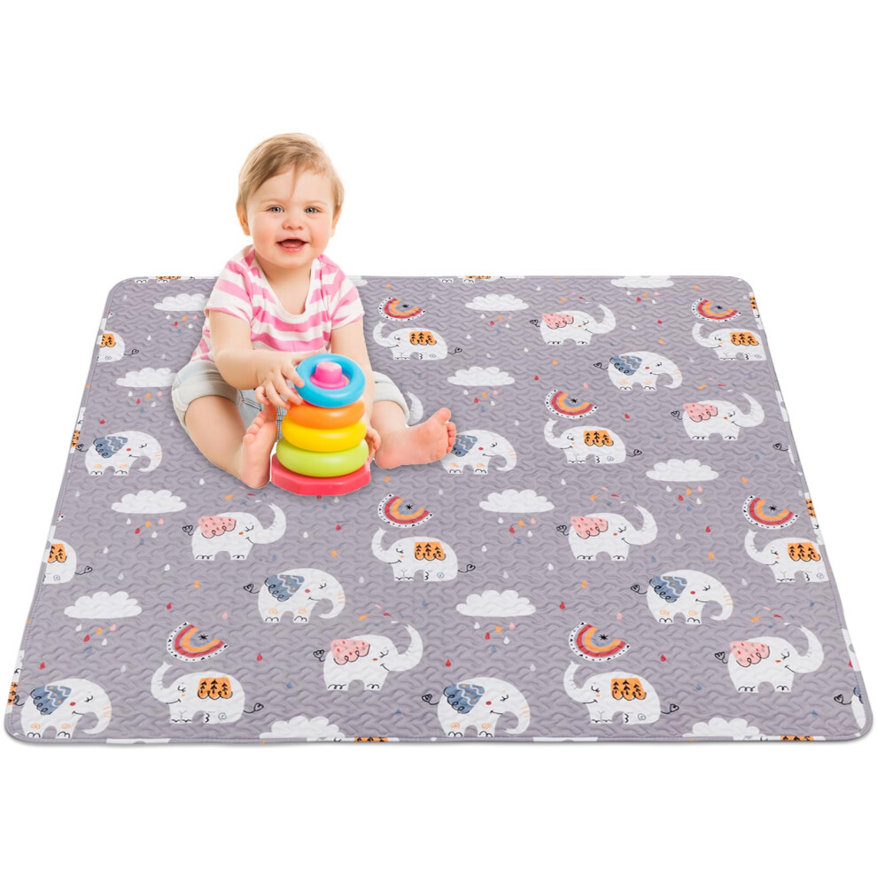 Large Baby Play Mat For Playpen 127X127 Cm, Washable Portable Baby Floor Playmat, Non Slip Foldabe Infant Crawling Mats, Tummy Time Mat Pad For Miimer