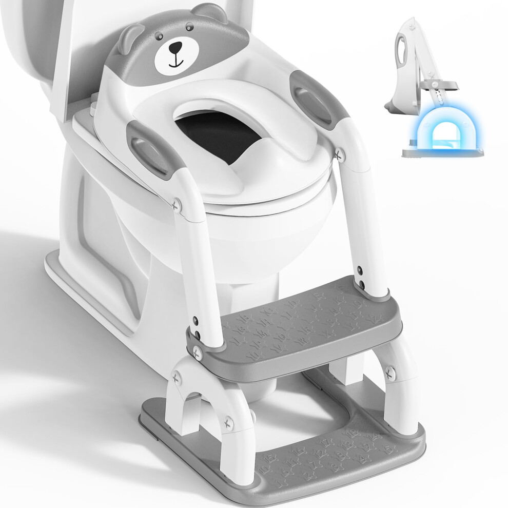 Potty Training Toilet, Adjustable Toddler Toilet Seat And Step For Kids, 2 In 1 Toilet Steps For Toddlers,Non Slip & Space Efficient & Splash Guard Kyyoke