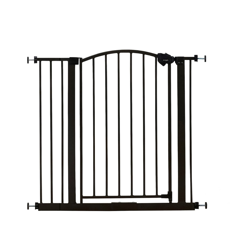 Easy Step Arched D?Cor Walk Thru Baby Gate, Includes 4-Inch Extension To Fit Multiple Openings, 4 Pack Pressure Mount Kit And 4 Pack Wall Mount Regalo