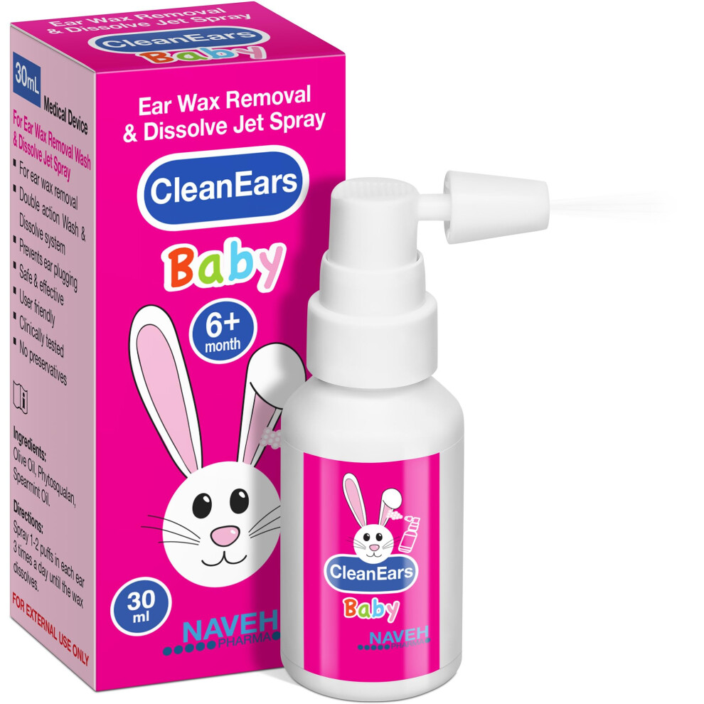 Naveh Pharma Naveh Pharma? Cleanears Baby | Fast-Acting Ear Wax Removal Spary | Breaks Down & Dissolves Earwax In Just 1 Treatment | Clinically Proven To Be 300%