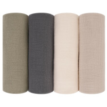 Peepeemax Muslin Cloths for Baby 60x60cm, 4 Pack 100% Cotton Large Muslin Squares Swaddle Blankets, Soft Absorbent & Breathable Baby Wrap Blanket for