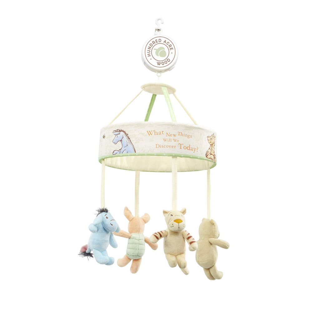 Winnie The Pooh Baby Mobile With Rotating Characters & Lullaby - Nursery Cot Decoration - Soothing Sleep Aid With Pooh, Piglet, Tigger Rainbow Designs
