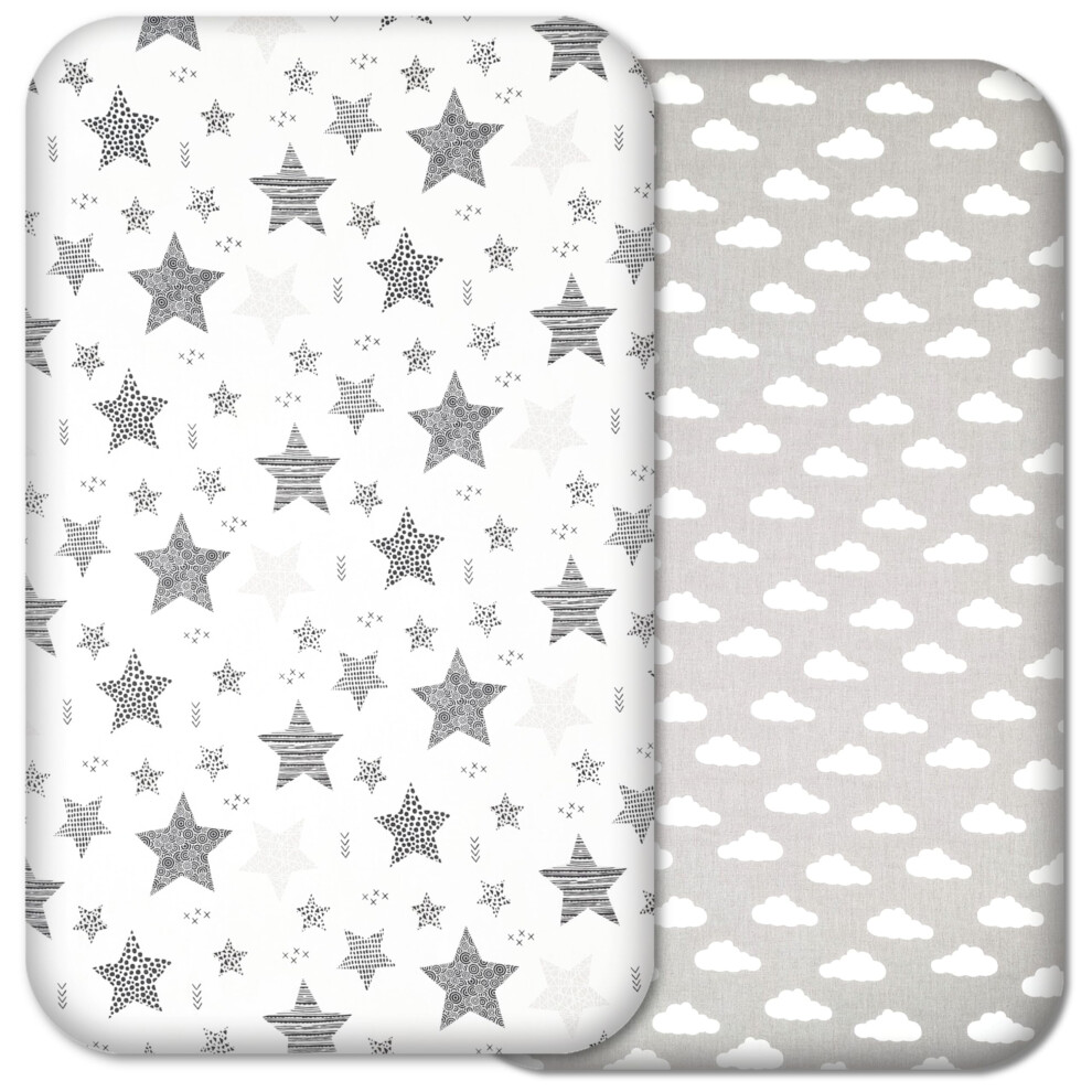 Next To Me Crib Sheets - 2Pcs Baby Crib Sheets Set - 100% Organic Cotton To Fit Bedside Cribs - Made In Europe ? 83 X 50 Cm (83X50cm, Grey Selemavi