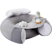 Nuby Penguin Sit-Me-Up Baby Seat ? Inflatable Sit & Play Floor Seat | Detachable Tray | Machine Washable | Suitable from 6 Months Plus (Grey)