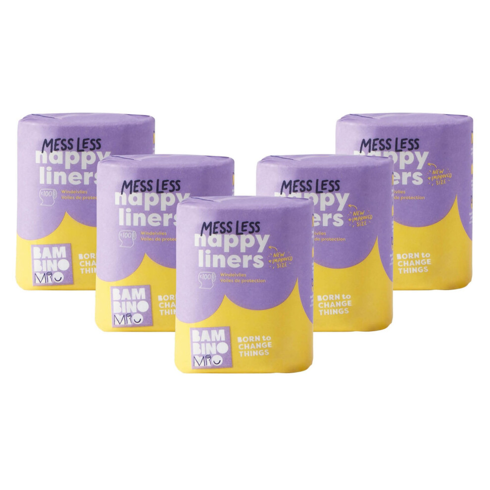Bambino Mio, Messless Nappy Liners, Biodegradable, 100 Liners, Pack of 5-image-OPC-PK552VB-NEW