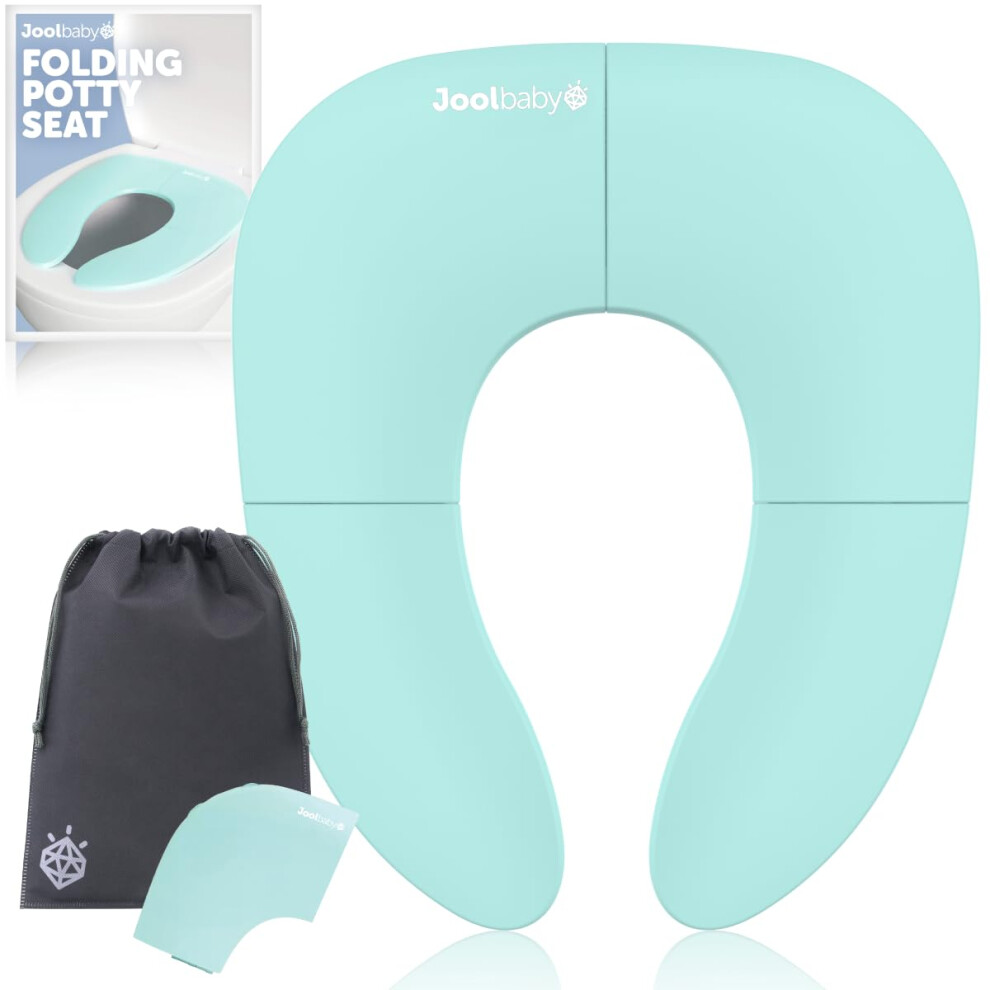 Jool Baby Products - Folding Travel Potty Seat For Boys And Girls, Fits Round & Oval Toilets, Non-Slip Suction Cups, Includes Free Travel Bag (Aqua)