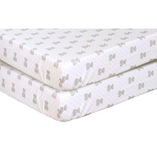 100% Egyptian Cotton Cot Bed Fitted Sheet Thread Count 200 2 Pack - Teddy Grey - 70 x 140 cm