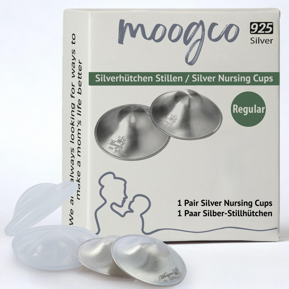 The Original Nursing Cups 925K - Nipple Shields - Cups Breastfeeding For Nursing Newborn - Protect And Soothe Your Nursing Silver Moogco