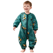 LILBESTIE Toddler Sleeping Bag, 1.5 TOG Sleeping Bag with Feet Cotton Sleeping Bag with Arms All Seasons (Excavator, 2-3 Years)