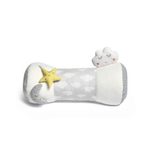 Mamas & Papas Tummy Time Roll, Interactive Soft Baby Pillow with Integrated Rattle, Dream Upon A Cloud