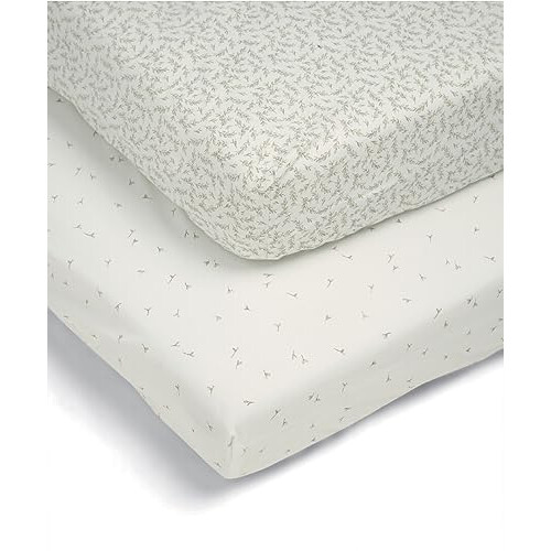 Mamas & Papas Mamas & Papas 2 Pack Cot/Bed Fitted Sheets, Seedling Leaf 2