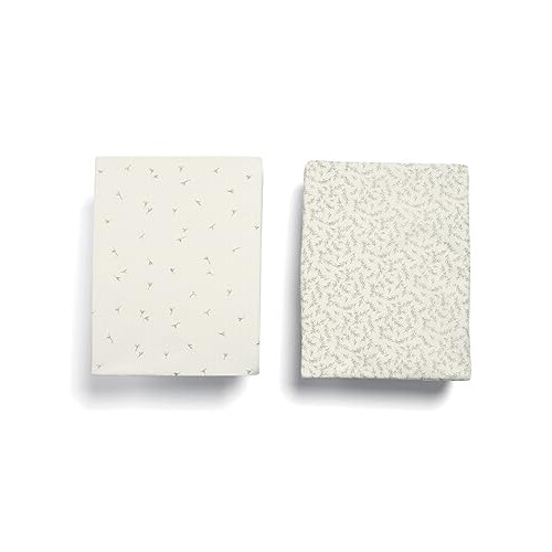 Mamas & Papas Mamas & Papas 2 Pack Cot/Bed Fitted Sheets, Seedling Leaf 1
