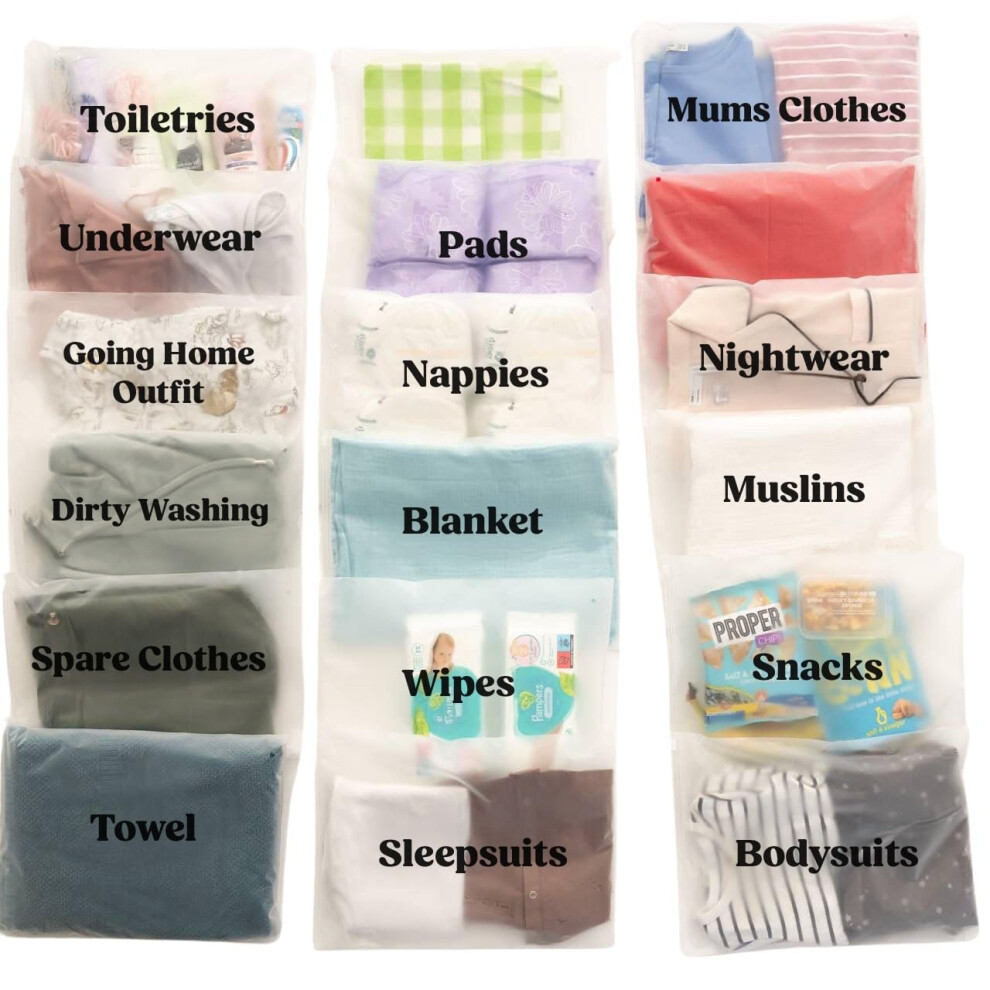 Qualite Products 22 X Maternity Hospital Bag Organiser Pouches | Hospital Bag Maternity Essentials For Newborn Baby Changing Bag Or Baby Hospital Bag Organiser Pouches