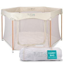 Tutti Bambini Baby Playpen - Foldable Playpen for Baby & Toddlers with Breathable Mesh Walls, Padded Frame, Zip Door & Fitted Playpen Mat, Baby Play