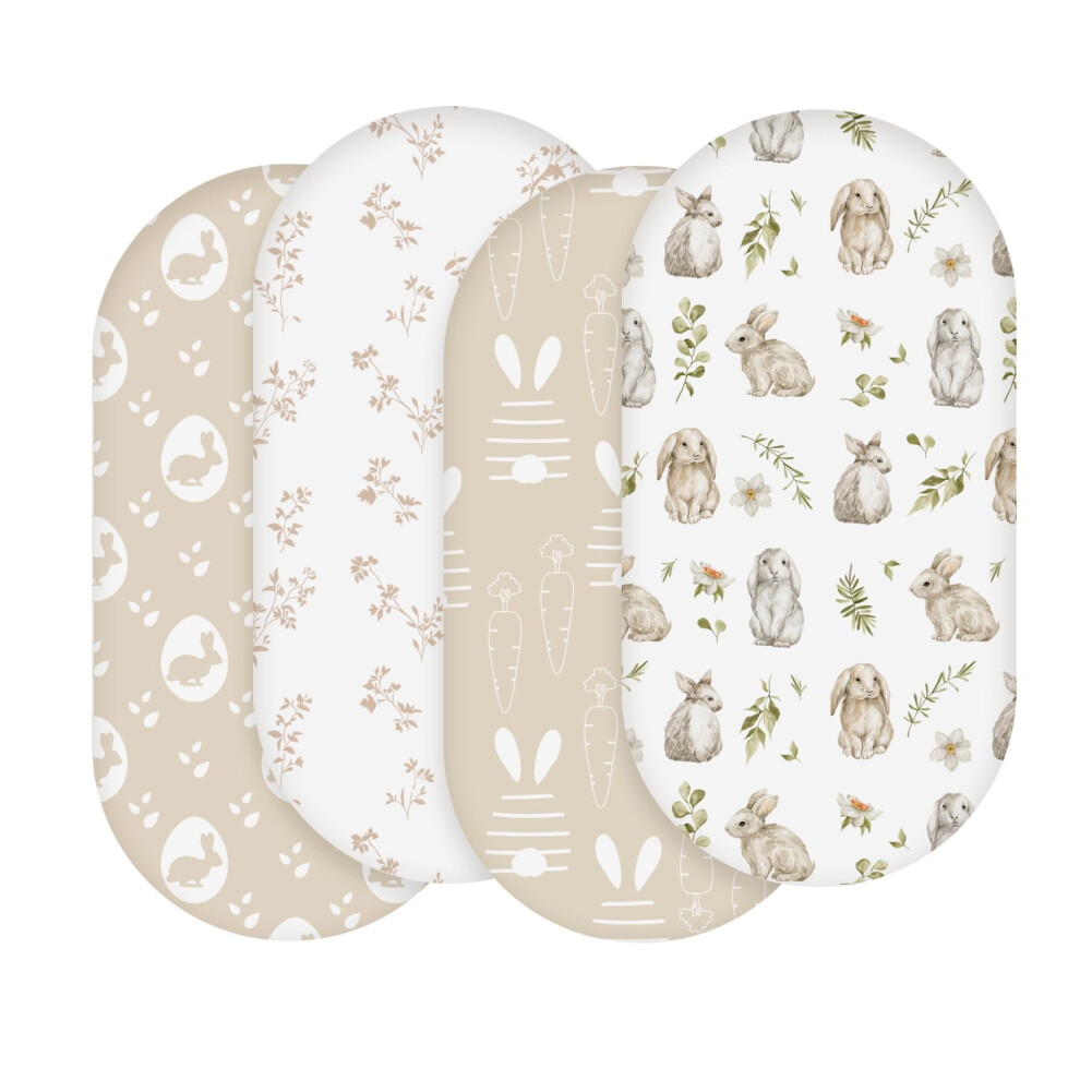 Moses Basket Sheets 82X41cm, Baby Bassinet Sheets Pram Sheet Fitted For Boy And Girl, Crib Fitted Sheets Oeko-Tex100 Fit For Oval, Hourglass & Soarwg Kids