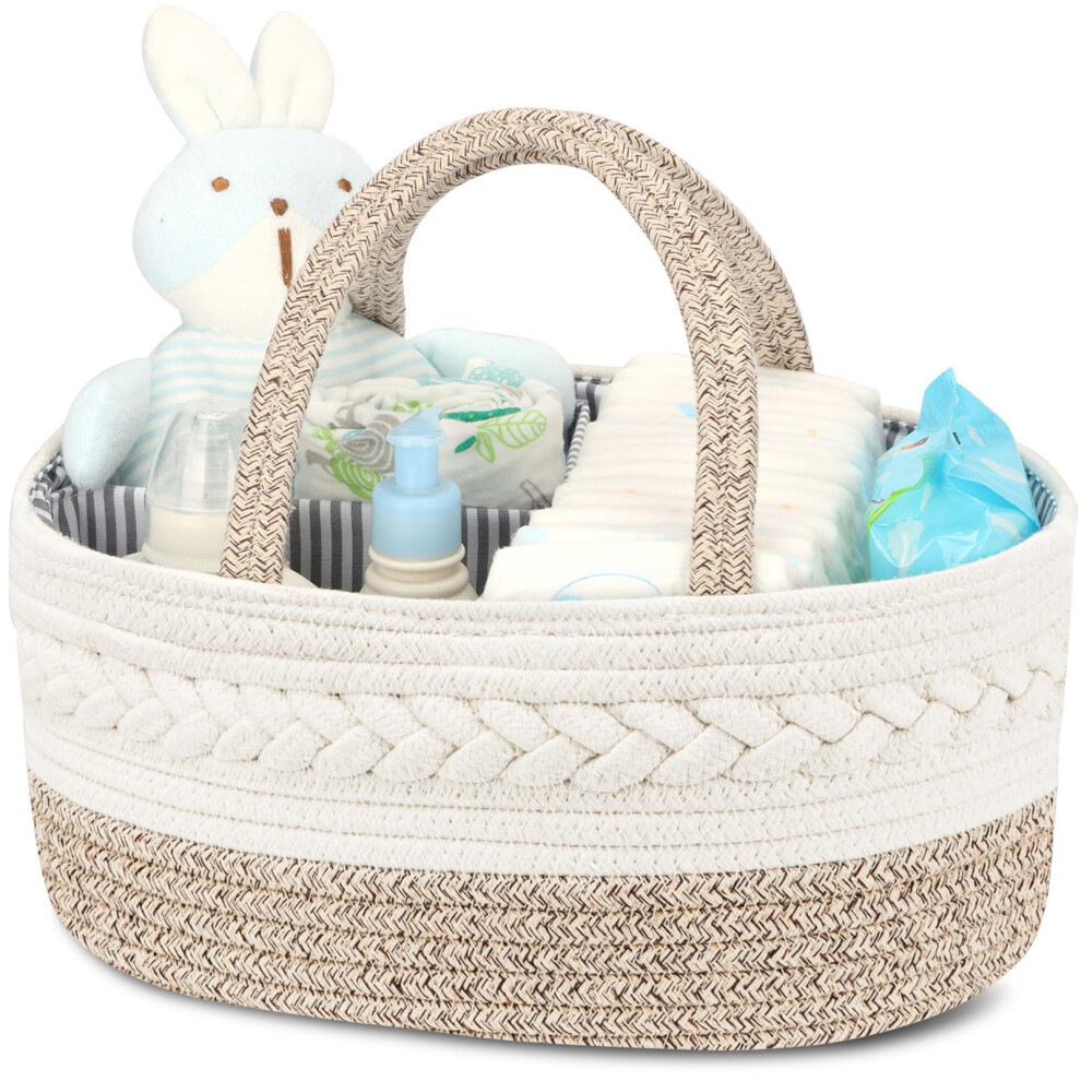 Nappy Caddy, Cotton Rope Newborn Essentials Diaper Caddy?Sturdy Portable Baby Caddy Storage Basket With Detachable Compartments?Nappy Caddy Maliton