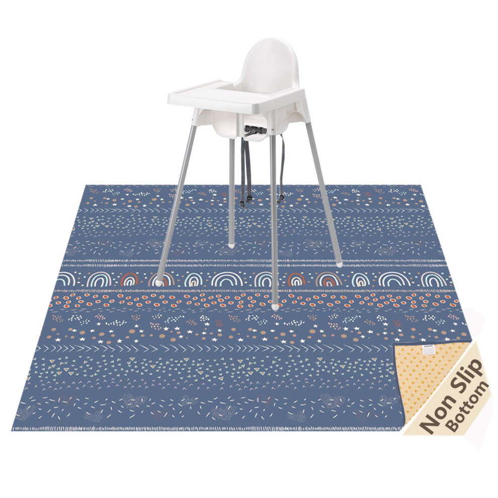 Splat Mat For Under High Chair/Arts/Crafts, 51" Waterproof Spill Mat Washable Non-Slip Floor Protector Splash Mat, Messy Mat And Table Cloth Womumon
