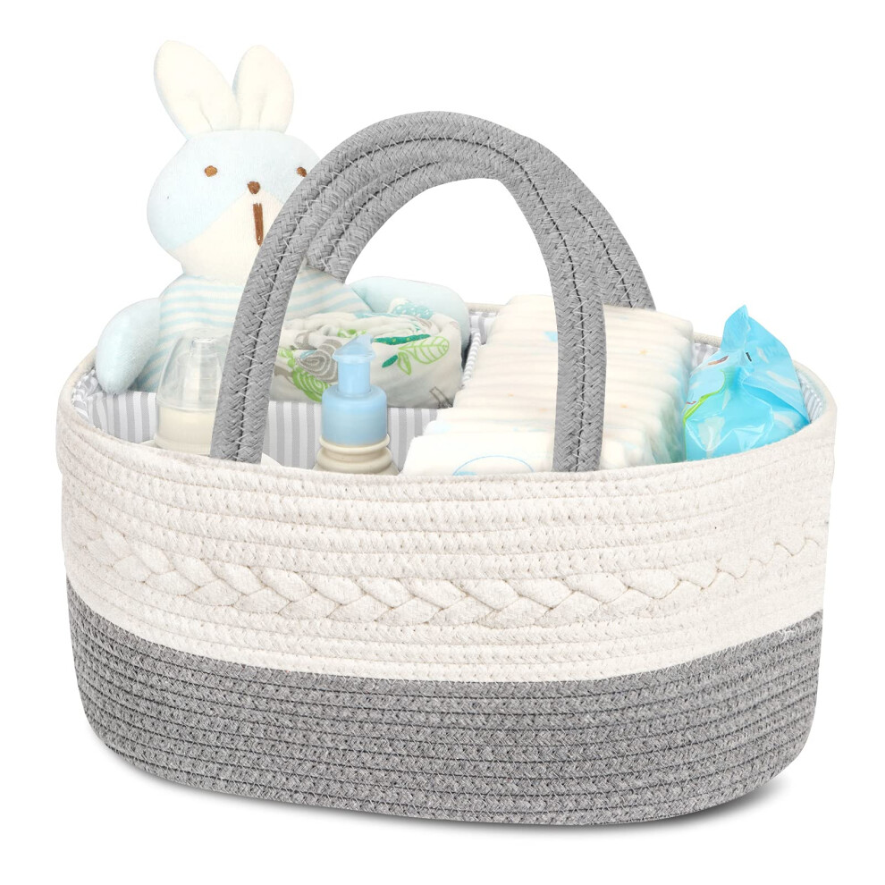 Nappy Caddy?Cotton Rope Newborn Essentials Diaper Caddy?Sturdy Portable Nursery Baby Caddy Storage Basket With Removable Compartments?Nappy Maliton