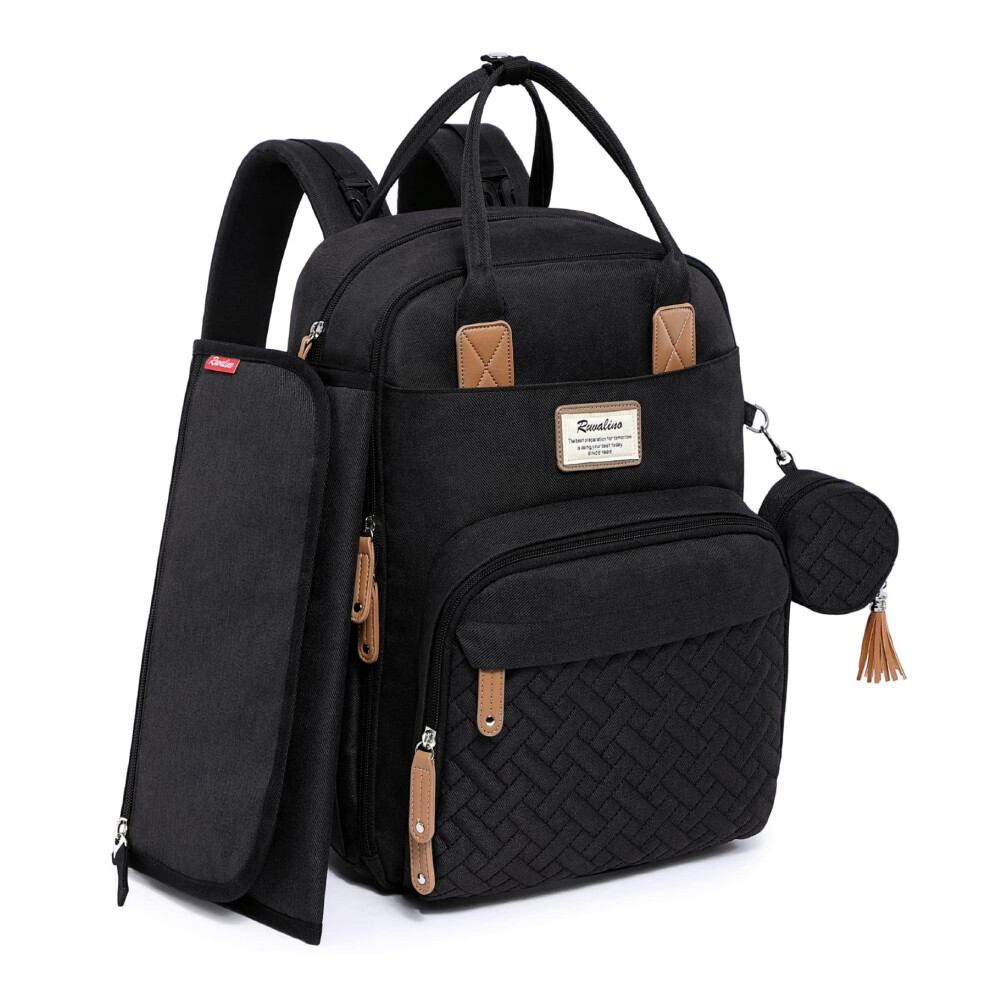Baby Changing Bag Backpack, Neutral All-In-One Nappy Backpack For, Multifunction Baby Bags With Portable Changing Pad, Stroller Straps, Ruvalino