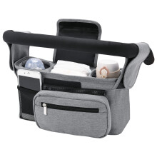 Stroller Organizer Momcozy Pram Bag Organiser Multifunctional Baby Pram Buggy Storage Bag with Detachable Pocket, Mobile Phone Pocket, 2 Cup Holders &