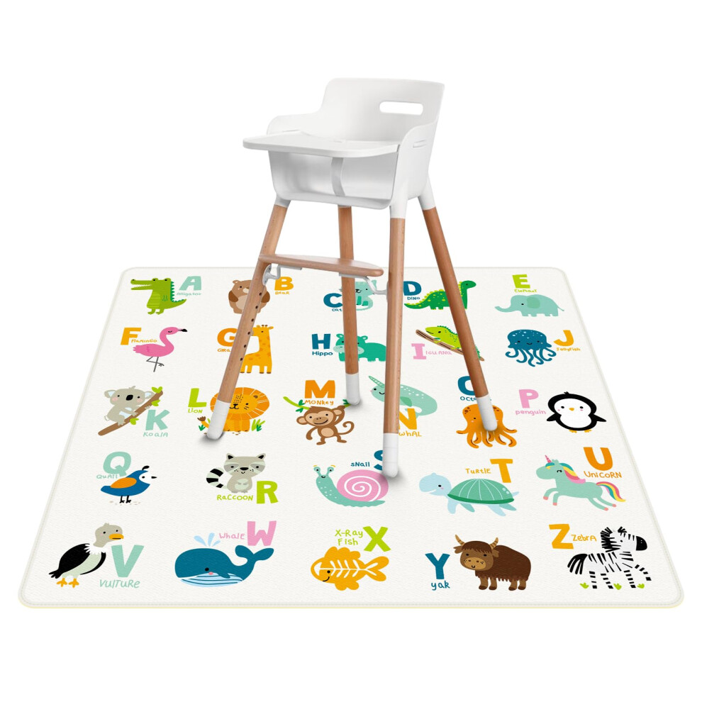 High Chair Splash Floor Mat, 51?Waterproof Washable Anti Slip Splash Mat With No Layering Design, Baby Mess Mat For Art/Crafts/Painting/Playtime, Qhydz