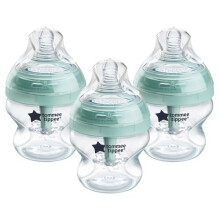 Tommee Tippee Baby Bottles, Advanced Anti-Colic Baby Bottle with Slow Flow Breast-Like Teat, 150ml, 0m+, Self-Sterilising, Baby Feeding Essentials,