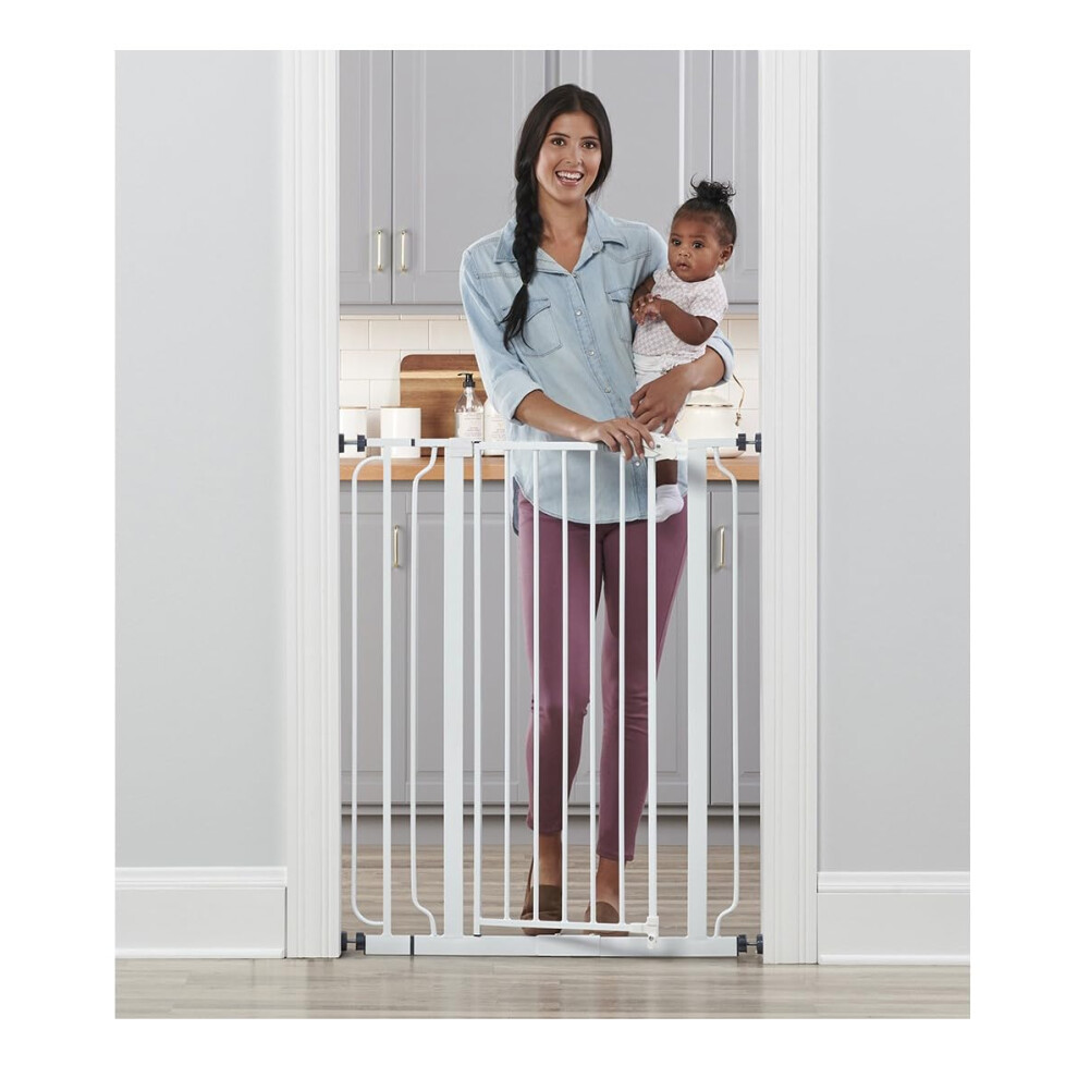 Regalo Easy Step Extra Tall Walk Thru Baby Gate, Bonus Kit, Includes 4-Inch Extension Kit, Pressure Mount Kit and Wall Cups and Mounting Kit, White-image-OPC-PK556FN-NEW
