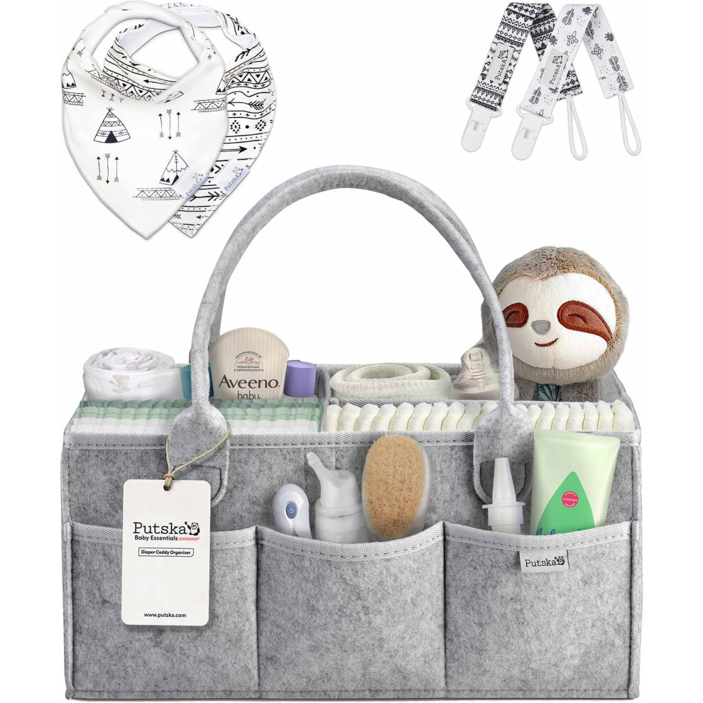 Baby Nappy Caddy Organiser Set - Baby Shower Gifts, Newborn Essentials, New Baby Boy And Girl Gifts Putska
