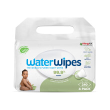 WaterWipes Plastic-Free Textured Clean, Toddler & Baby Wipes, 240 Count (4 Packs), 99.9% Water Based Wipes, Unscented for Sensitive Skin