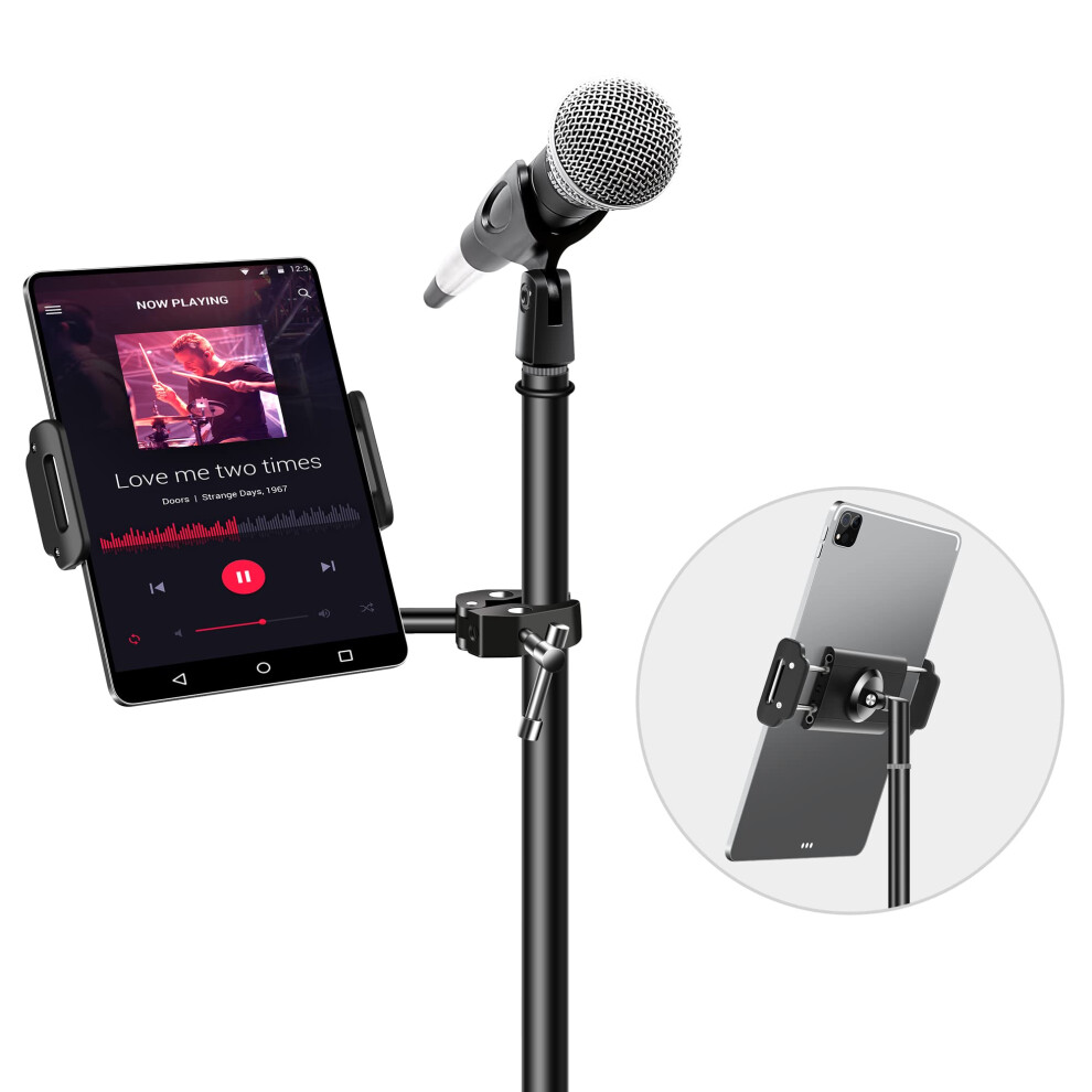 Elitehood Metal Ipad Holder For Microphone Stand, Side Mount Ipad Music Stand Holder For Mic, 360? Swivel Tilt Adjustable Mic Stand Tablet Holder For 8000001204140
