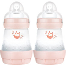 MAM Easy Start Anti-Colic Baby Bottles | 2 Pack (2 x 160ml) | Self-Sterlising Baby Milk Bottle | Slow Flow MAM Teats Size 1 | Newborn Essentials |