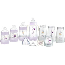 MAM Easy Start Self Sterilising Anti Colic Starter Set, Newborn Bottle Set and Soother, Newborn Essentials, Purple (Designs May Vary)