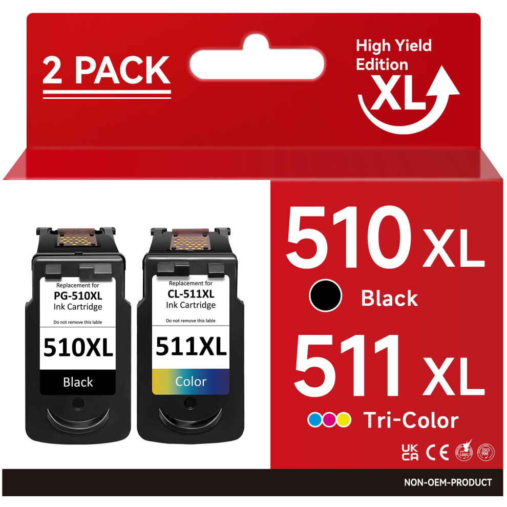 Photos - Printer Part 510 511 Ink Cartridges, PG-510 Black CL-511 Colour Replacement for Canon 510 and 511 Ink Cartridges, Printer Ink 510 511 XL