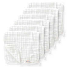 Maliton Muslin Cloths for Baby, 6pk 50x25CM Burp Cloths for Boys& Girls, 100% Cotton Absorbent& Soft& Breathable 6 Layers Muslin Cloths, Baby