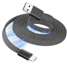Magtame Magnetic Lightning Cable Coiled, 3.3FT MFi Certified iPhone Charger Cable Fast Charging, Flat Retractable iPhone Cord Braided for Car