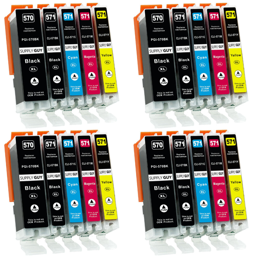 Supply Guy 20 Ink Cartridges Compatible With Canon Pgi-570 / Cli-571 For Canon Pixma Mg5750 Mg5751 Mg5752 Mg5753 Mg6850 Mg6851 Mg6852 Mg6853 Ts5050 8000001308343